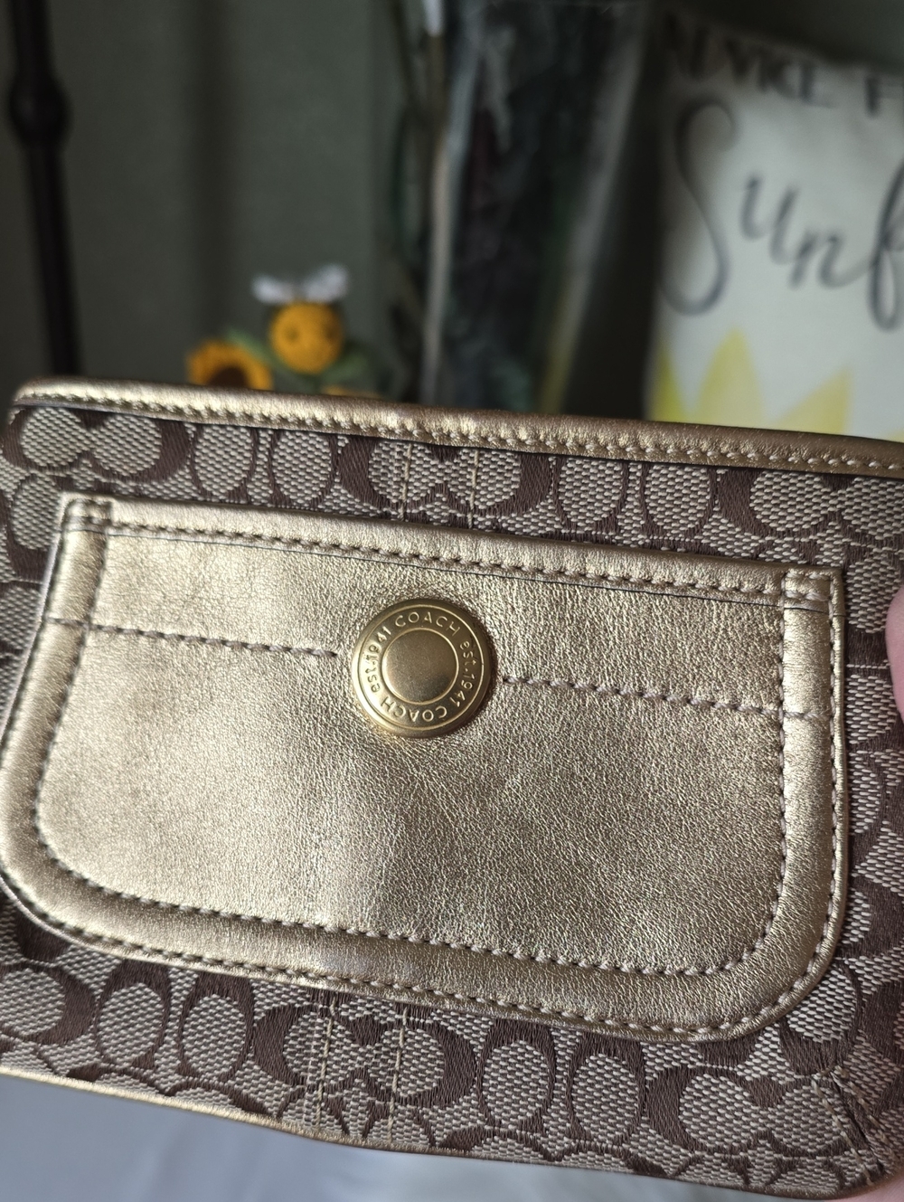 Coach Tattersall Signature Brown and Gold Wristlet With Hangtag In EUC - Picture 13 of 14